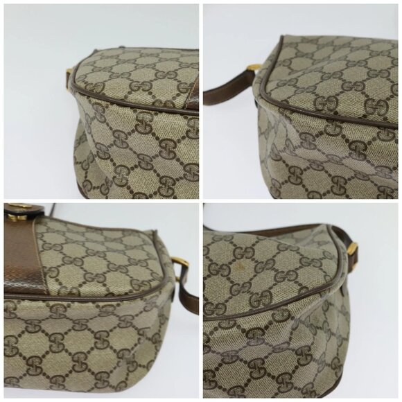 GUCCI GG Supreme Web Sherry Line Shoulder Bag PVC Beige Gold Red Auth ep9570 - Picture 15 of 15